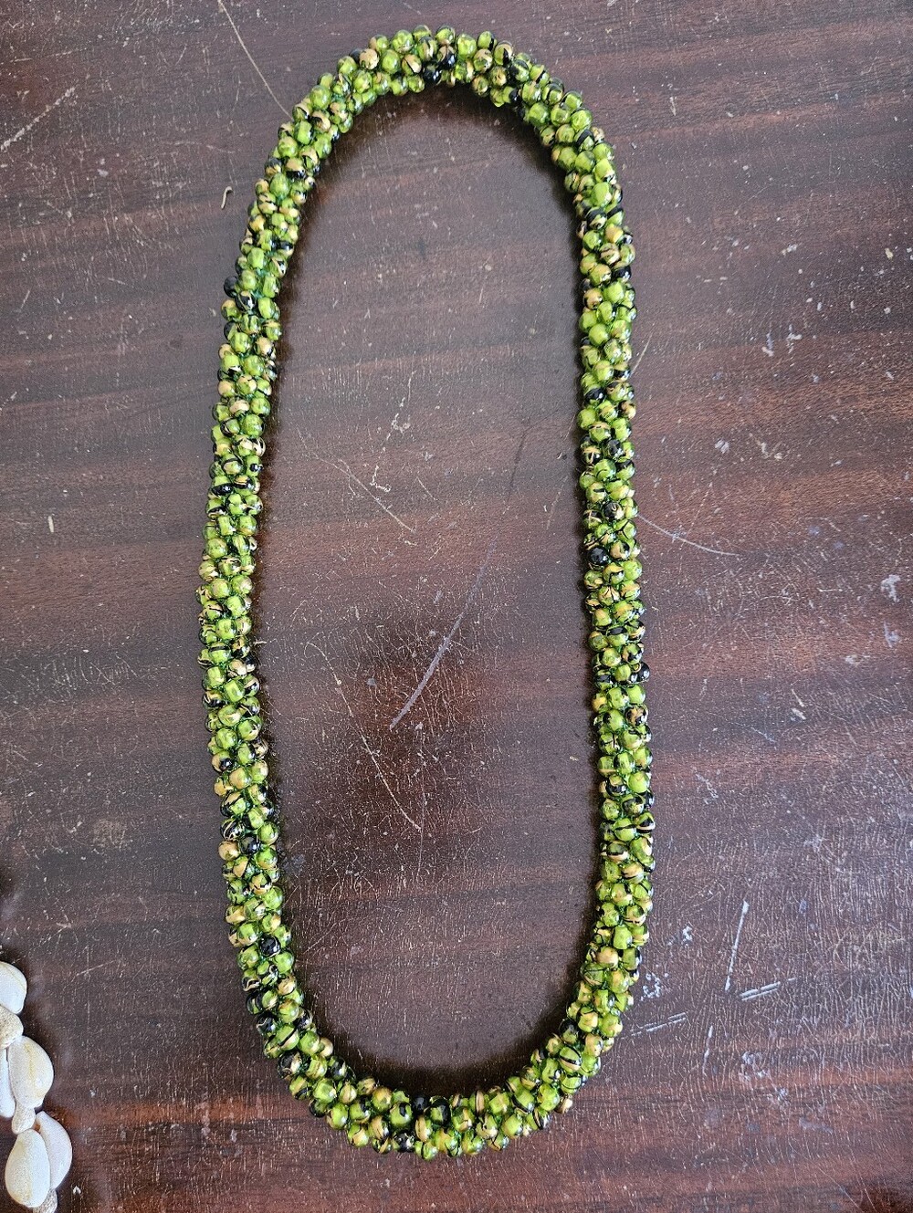 Vintage Handcrafted Bead Crochet Rope Necklace 13" Seamless Grandmacore